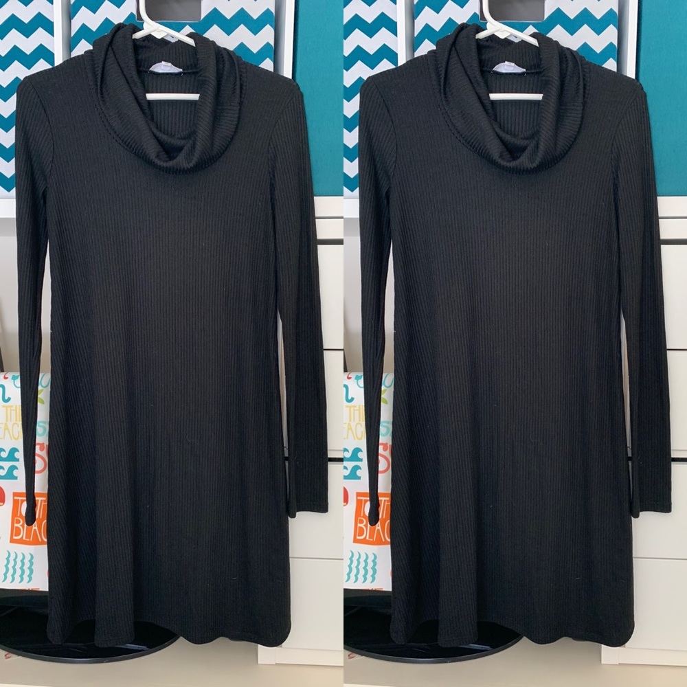 Black long sleeve turtle neck dress